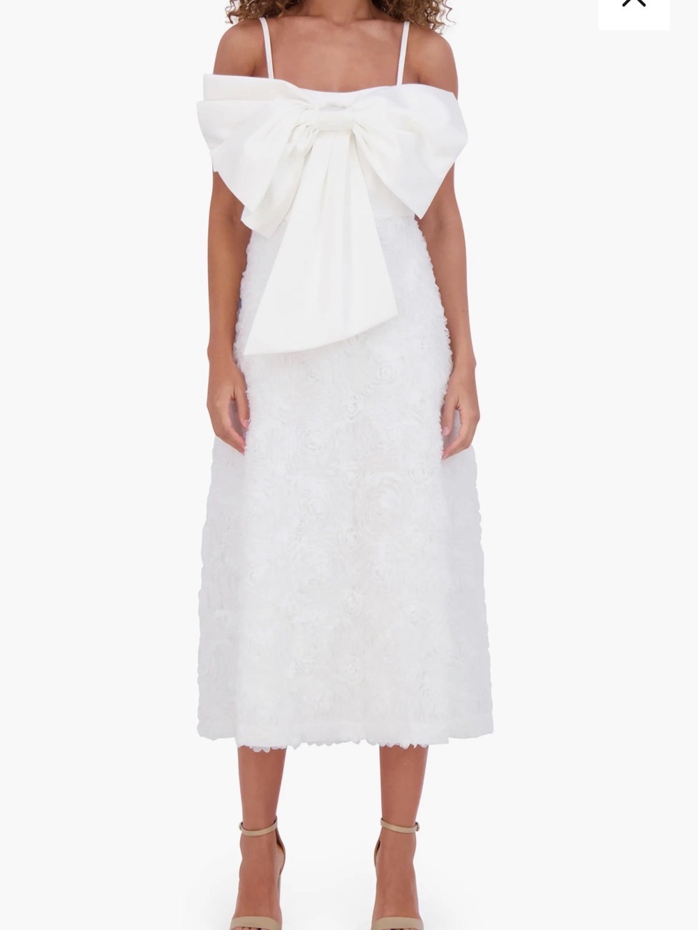Kensie White Bow-Front Midi Skirt
